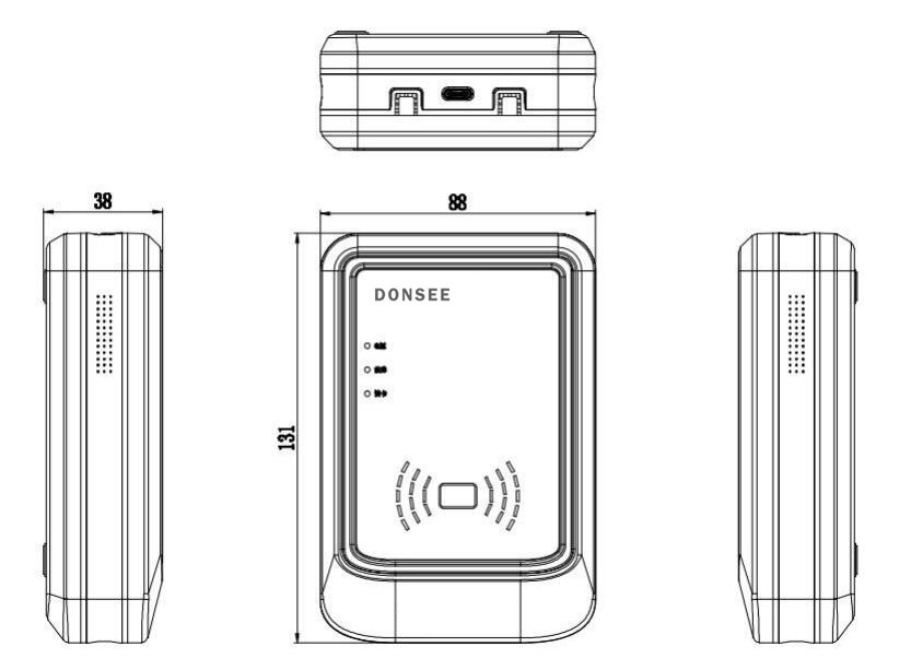 廣東東信智能科技有限公司EST-100免驅(qū)身份證讀卡器產(chǎn)品尺寸